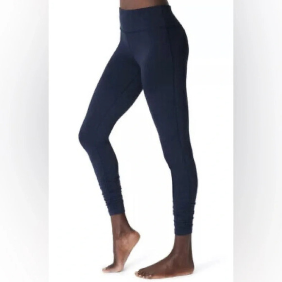 Sweaty Betty All Day Ruched Hem Full Length Leggings in Black - Size Large - Picture 1 of 8